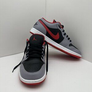 2023 Nike Air Jordan 1 Low "Black/Cement Gray/Fire Red" 553558-060 Size 12